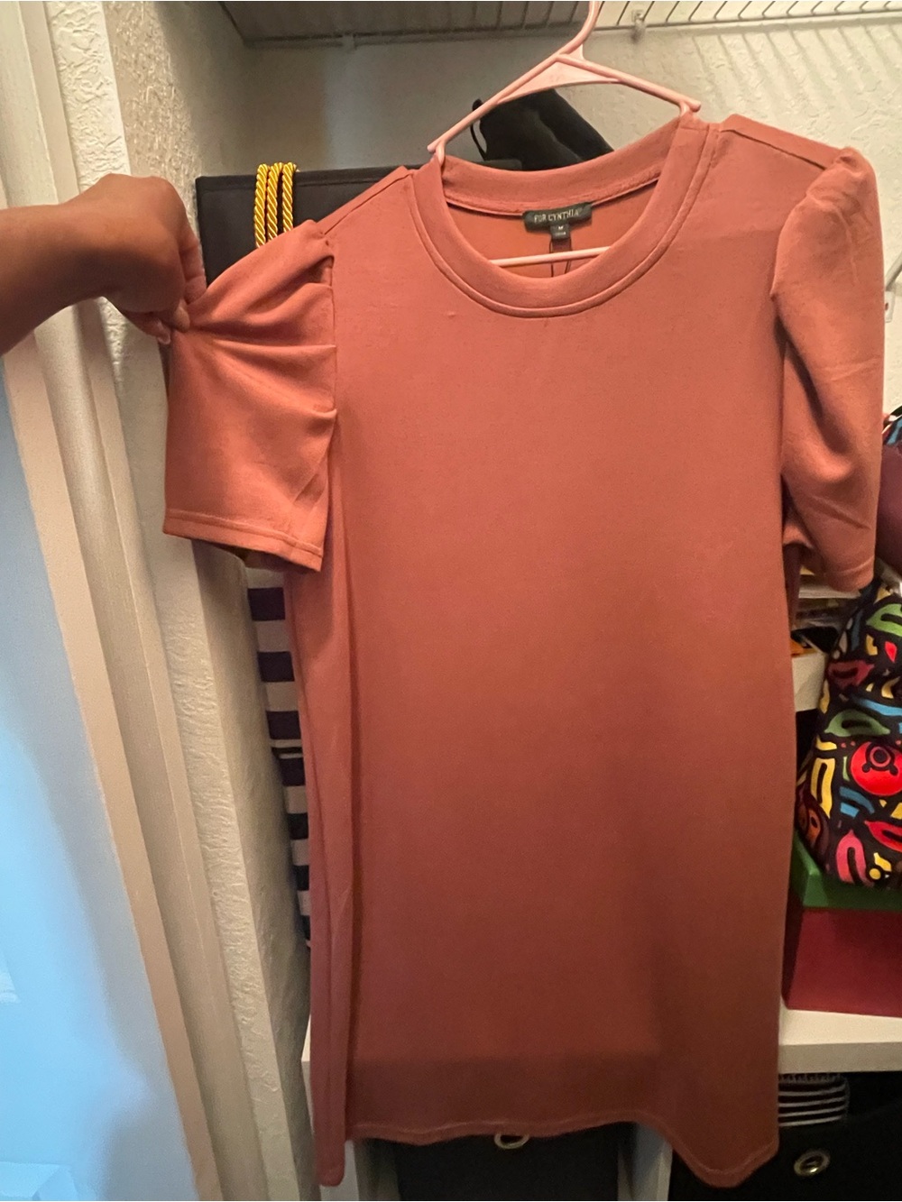 For Cynthia Dusty Rose Puff Sleeve Tee